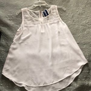 Women’s sleeveless lace sheer zipper back top NWT